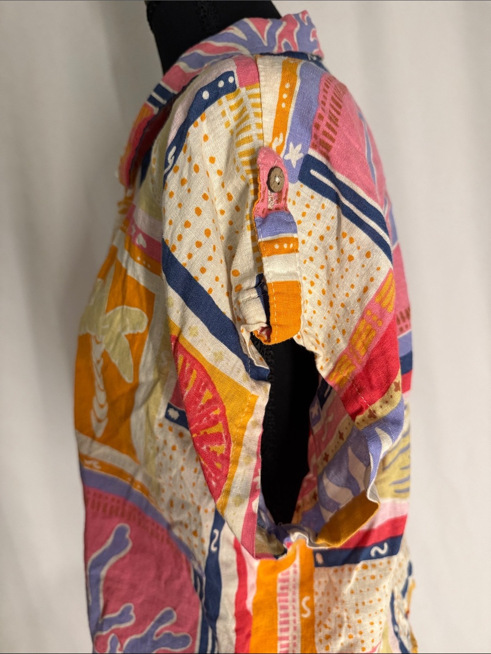 Vintage-Inspired Multicolor Tie-Front Button Shirt - Women - Picture 6 of 7